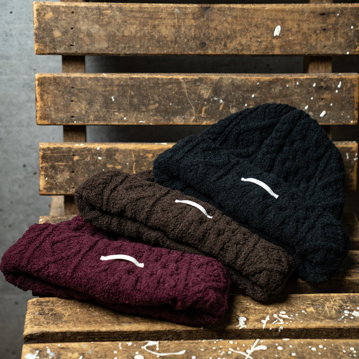 Aran pile knit cap