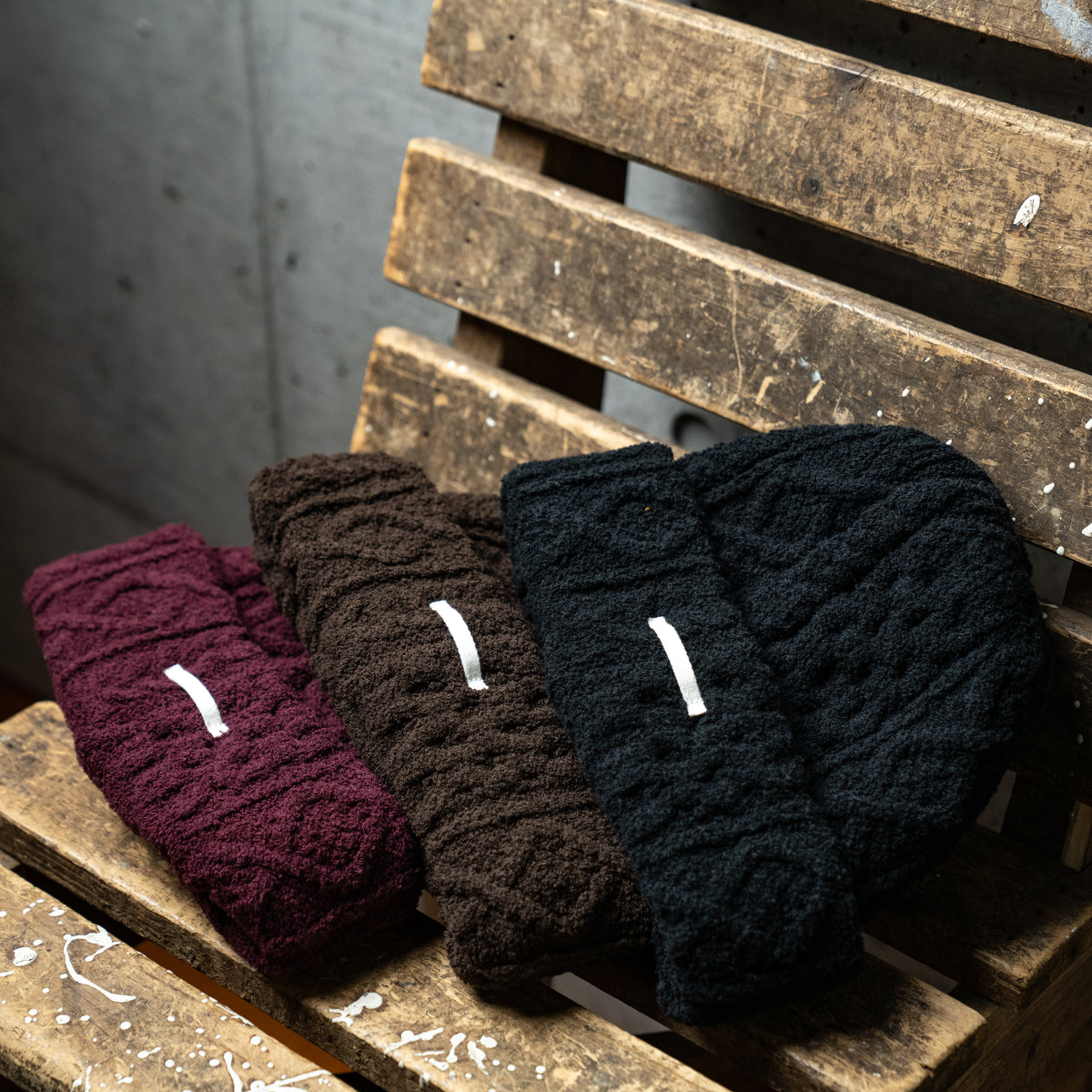 Aran pile knit cap